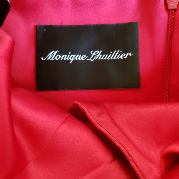 Monique Lhuillier Red Bow Brocade Dress - Picture 5 of 7